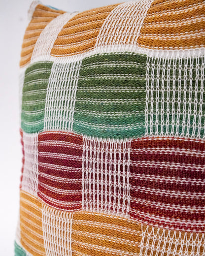 Ottoman Pillow - Yellow, Green, Red